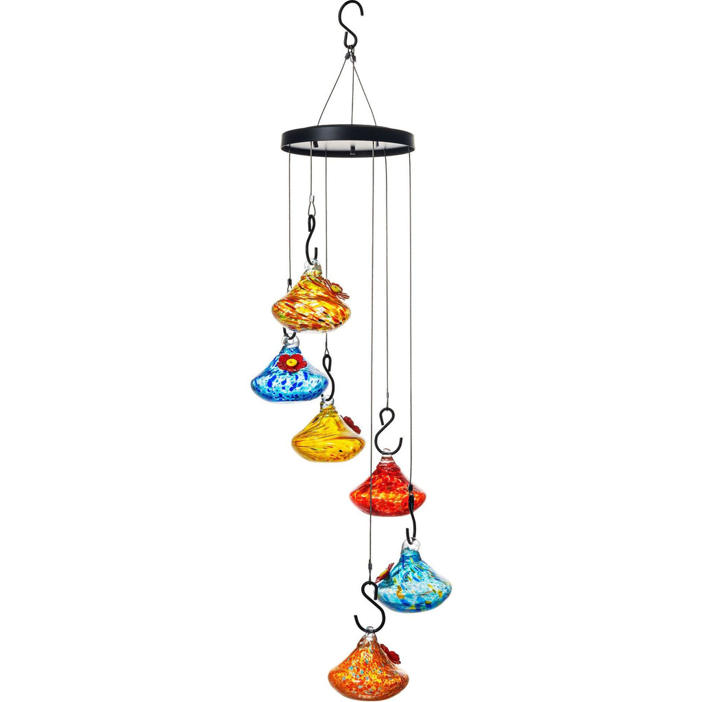 🌸✨ Hummingbird Feeder with Wind Chimes – Premium Glass Garden Decor