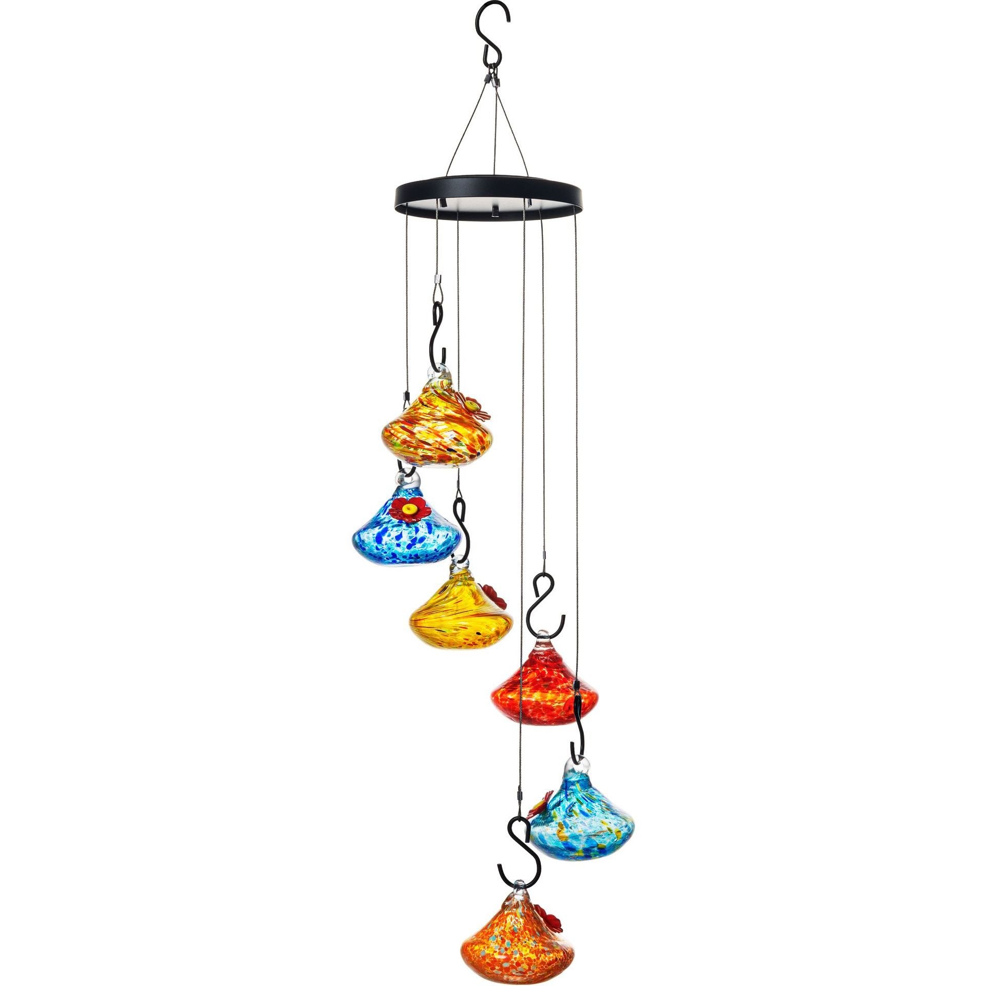 🌸✨ Hummingbird Feeder with Wind Chimes – Premium Glass Garden Decor