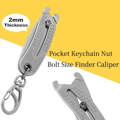 Pocket Keychain Nut/Bolt Size Finder Caliper