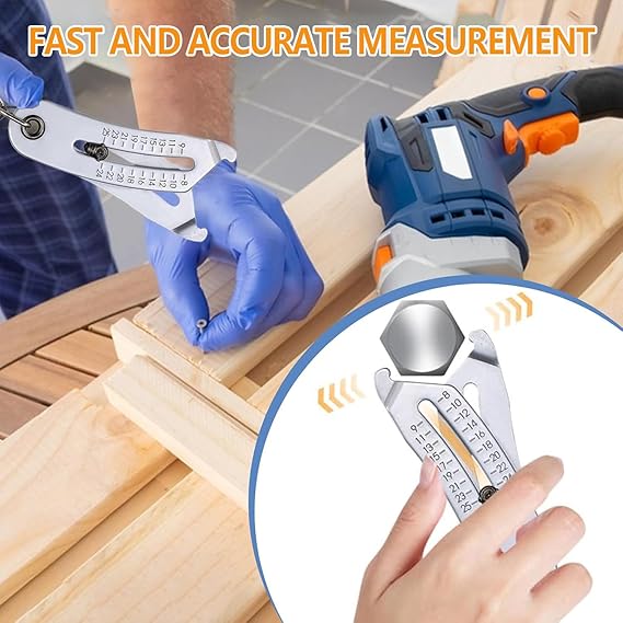 Pocket Keychain Nut/Bolt Size Finder Caliper