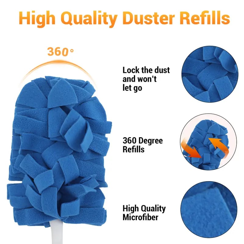 ✨ 360° Electrostatic Duster Kit with Handle & Refills🏠Sustainable Choice for a Dust-Free Home