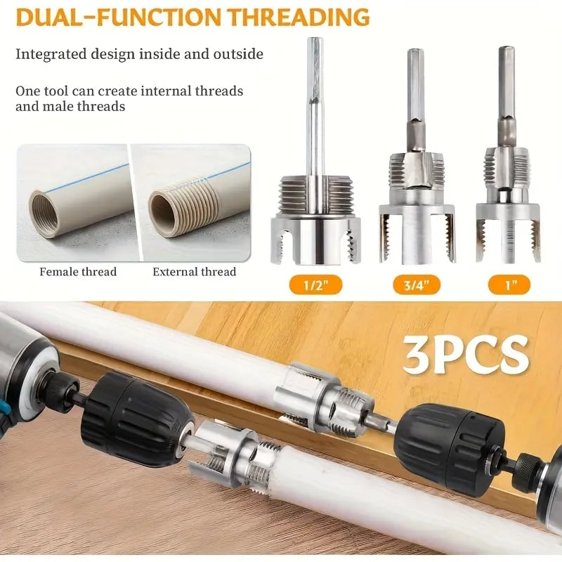 Heavy-Duty Alloy Pipe Threading Tool Set - 1/2", 3/4", 1"