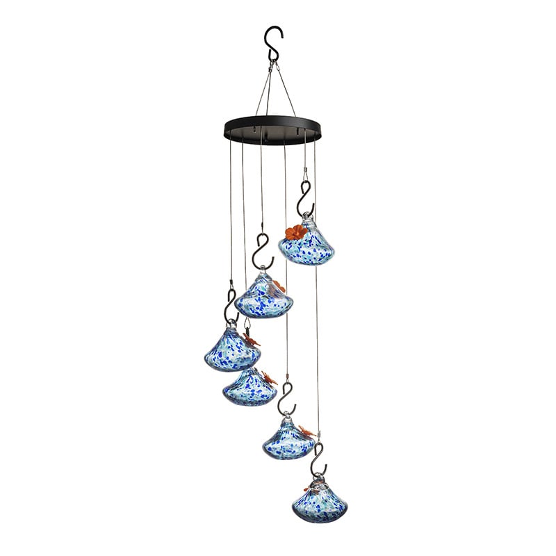 🌸✨ Hummingbird Feeder with Wind Chimes – Premium Glass Garden Decor