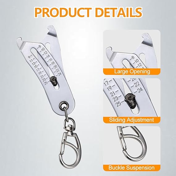 Pocket Keychain Nut/Bolt Size Finder Caliper