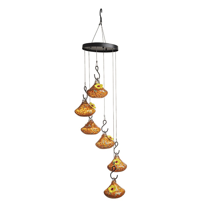 🌸✨ Hummingbird Feeder with Wind Chimes – Premium Glass Garden Decor