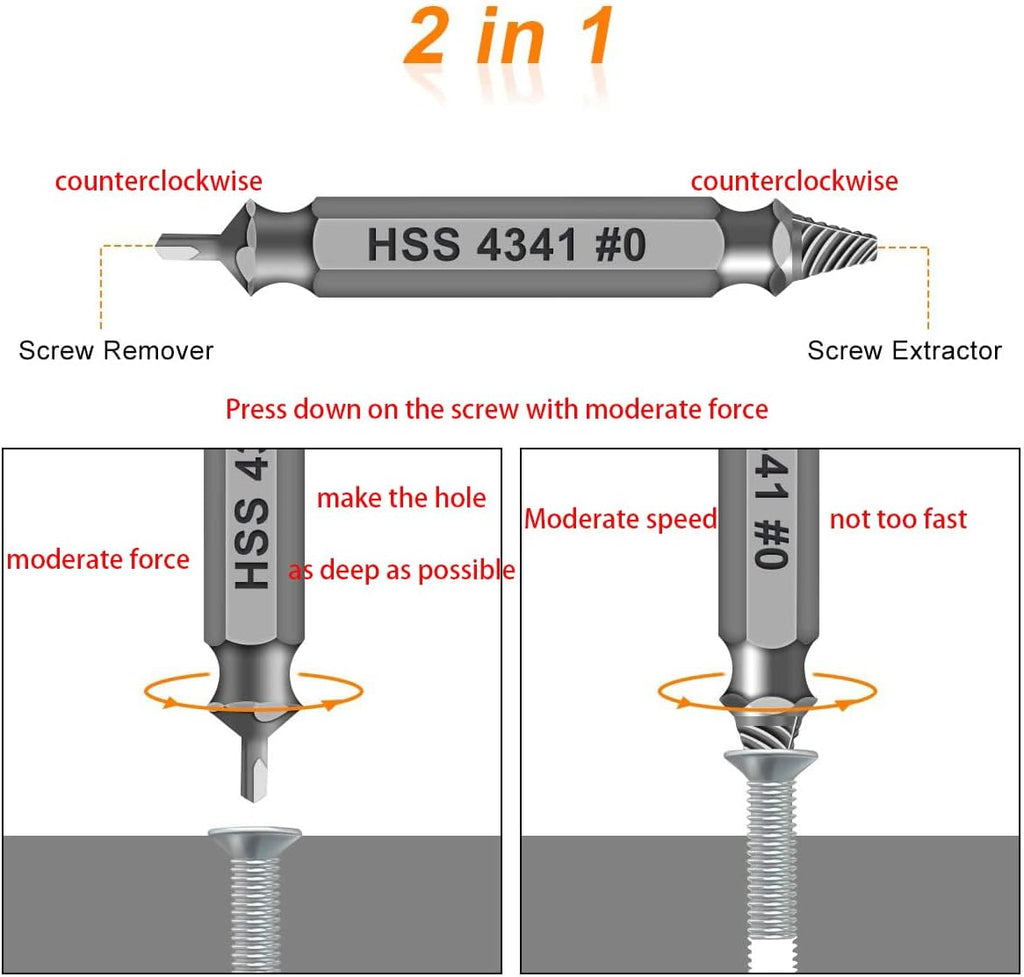 🛠️ Stripped Broken Screw Remover, 🔩6 Counts Set Easy Out Bolt Extractor