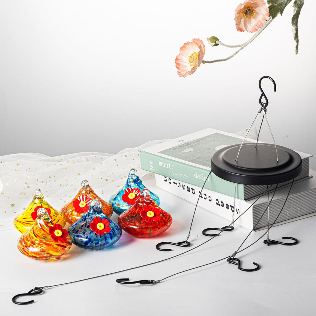 🌸✨ Hummingbird Feeder with Wind Chimes – Premium Glass Garden Decor