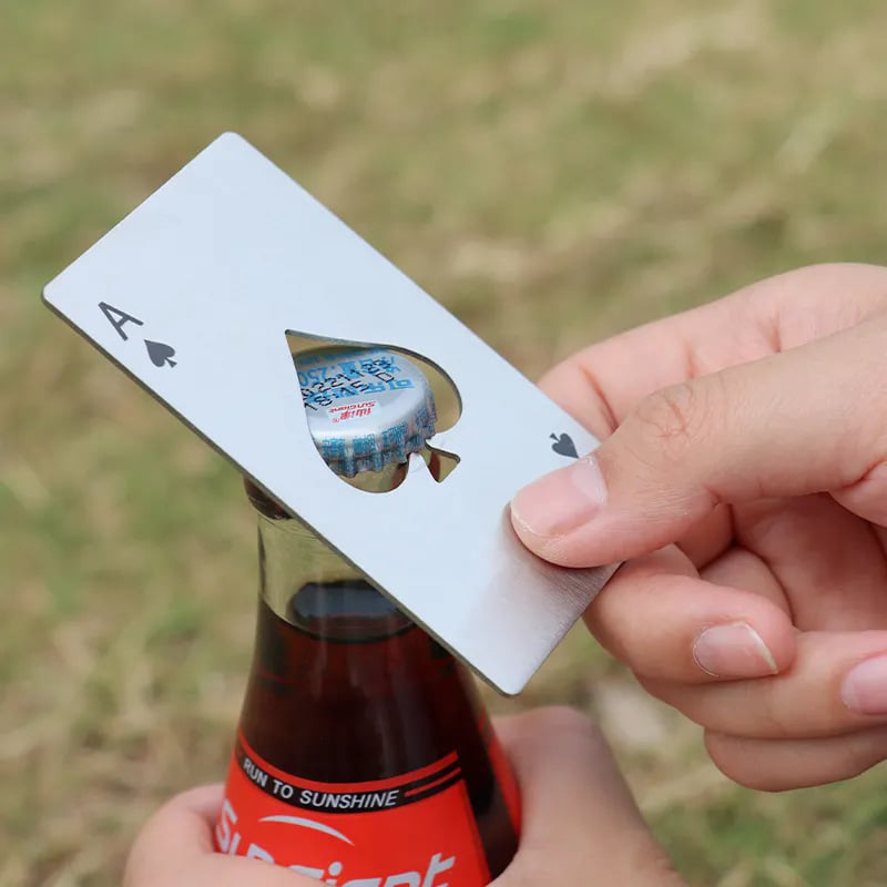 🔥2025 NEW ARRIVAL🔥 - Stainless Steel Poker Shaped Bottle Opener, Portable Non Slip Manual Beer Opener